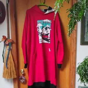 Lazy One Red Hooded Sleepshirt with Scenic Graphic